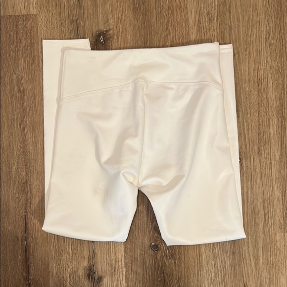 Women's Faux Leather White Leggings - Picture 3 of 6